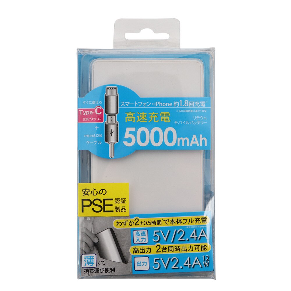 リーダーメディアテクノ（Leder Media Techno）（メンズ、レディース）モバイルバッテリー 5000mAh L-M5C-W