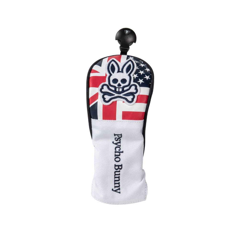 サイコバニー（Psycho Bunny）（メンズ、レディース）ゴルフ ヘッドカバー ユーティリティ用 番手ダイヤル式 アングロ・アメリカ FLAG PBMG3SH3-ネイビー
