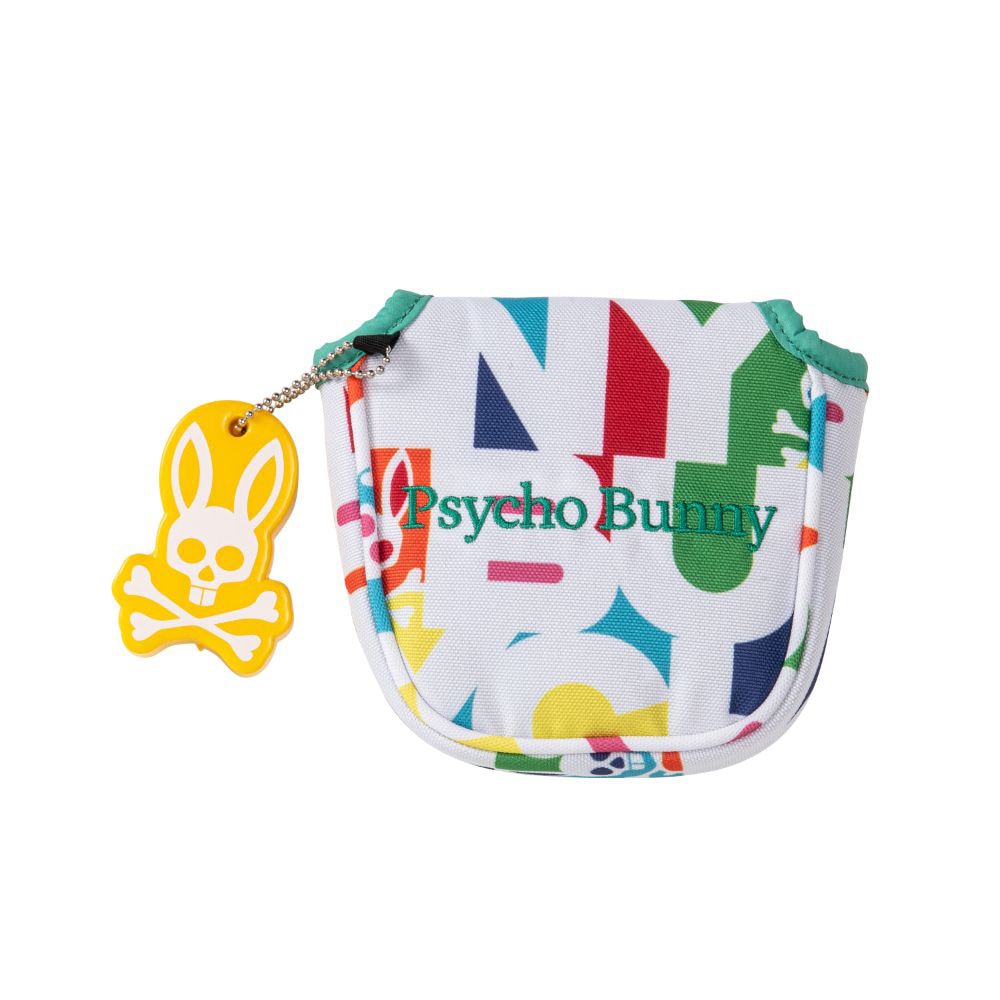 サイコバニー（Psycho Bunny）（メンズ、レディース）ゴルフ パター用 ヘッドカバー マレット型 ARTLOGO PBMG3SH6-ホワイト