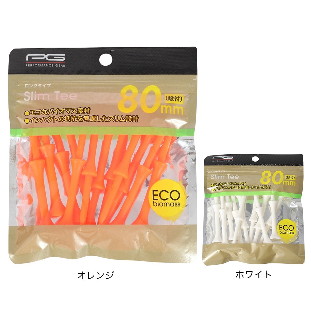 パフォーマンスギア（PG）（メンズ、レディース）ゴルフ スリムティー 段付きロングタイプ 80mm PGLE3T3003 WHT