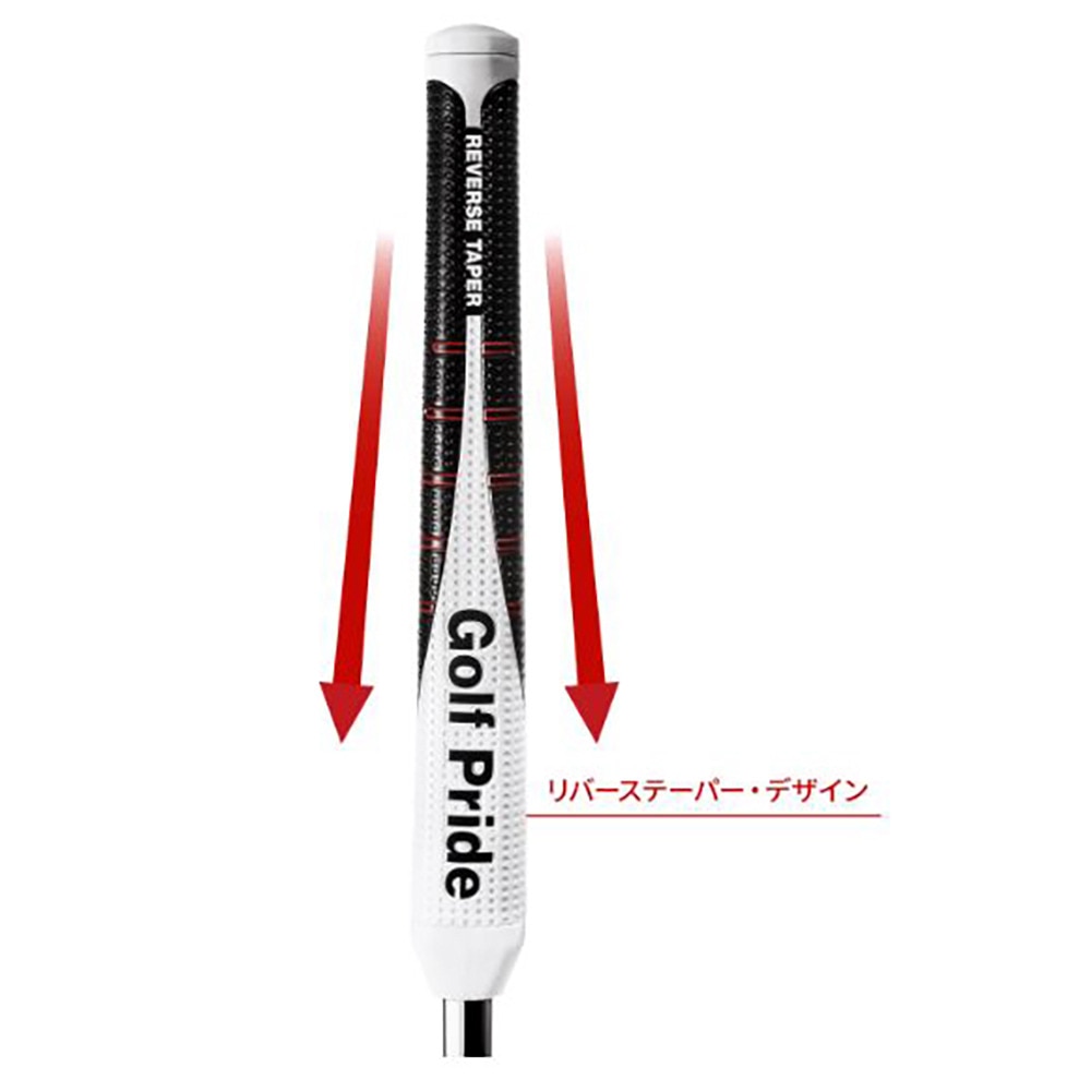 ゴルフプライド（Golf Pride）（メンズ、レディース）ゴルフグリップ リバーステーパーRTパター ラウンド ラージ バックライン無 WH/BK