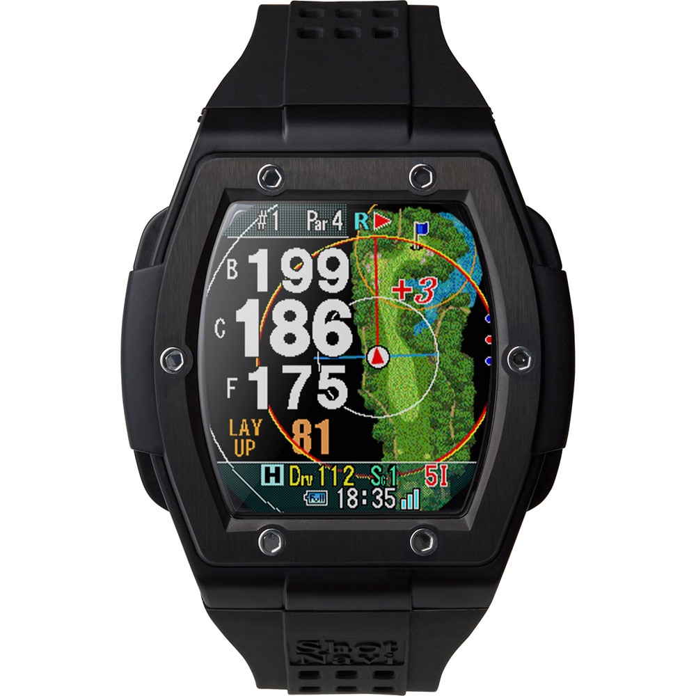 ショットナビ（Shot Navi）（メンズ、レディース）ゴルフ 距離計 GPSウォッチ 防水 クレスト2 ブラック 腕時計