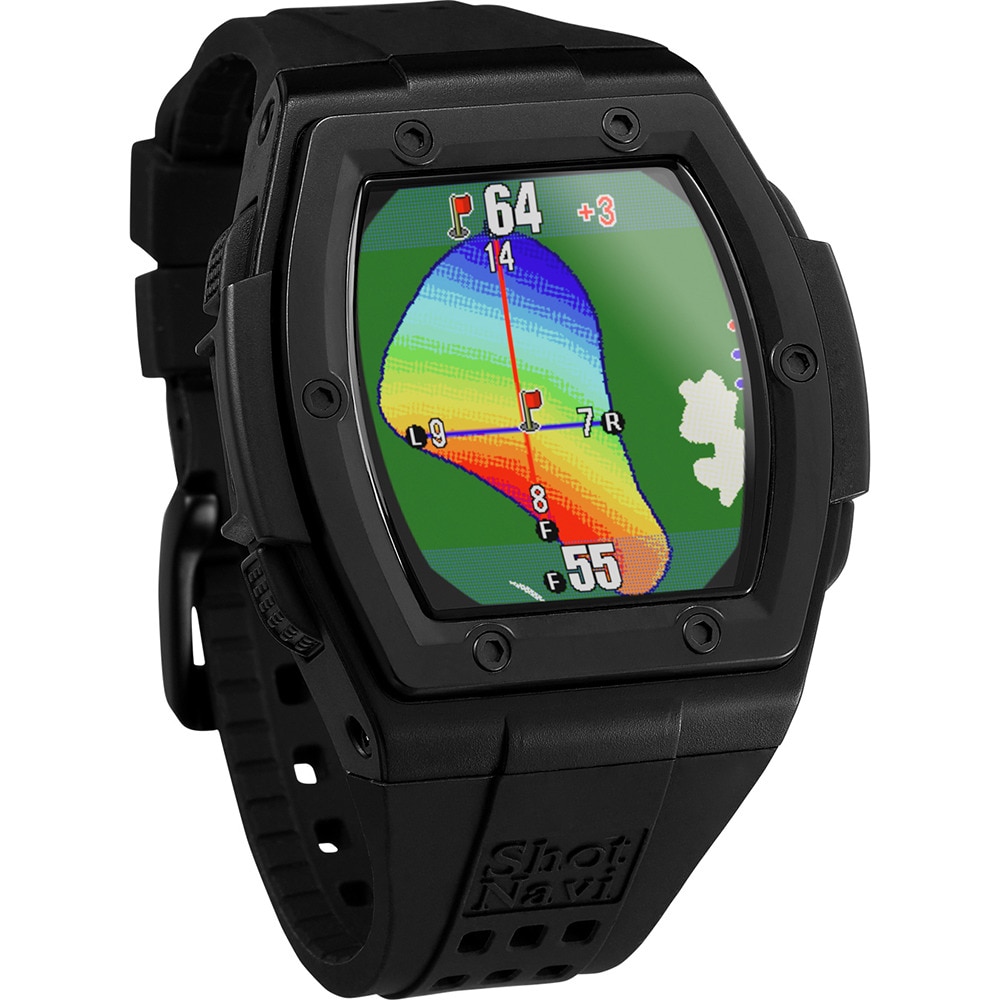 ショットナビ（Shot Navi）（メンズ、レディース）ゴルフ 距離計 GPSウォッチ 防水 クレスト2 ブラック 腕時計