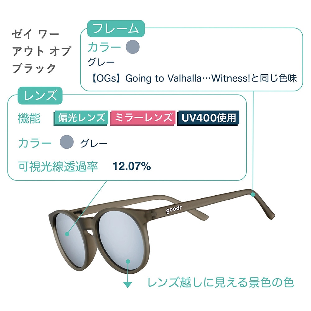 GOODR（GOODR）（メンズ、レディース）ゼイワーアウトオブブラック サングラス G00021-CG-CH4-RF