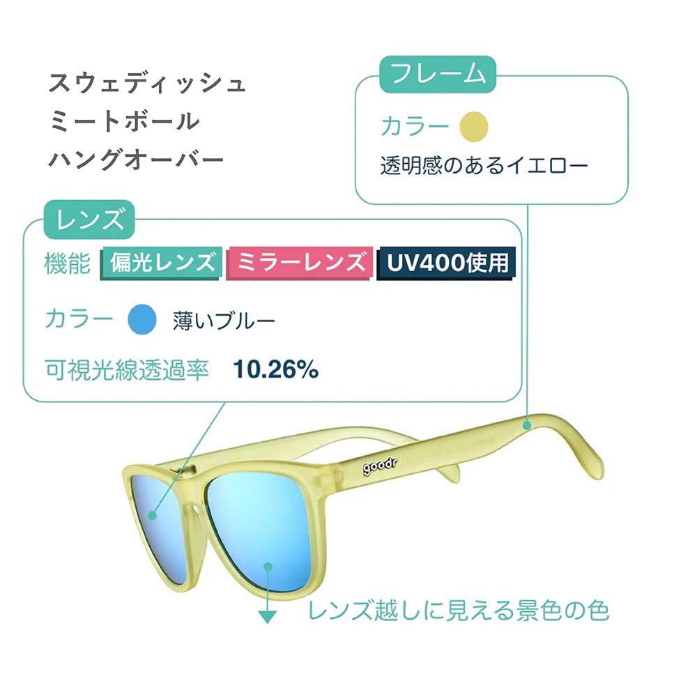 GOODR（GOODR）（メンズ、レディース）スウェディッシュ ミートボールハングオーバー サングラス OG-YL-BL1