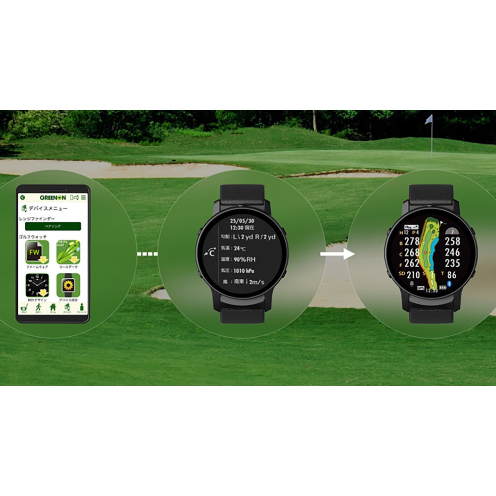 グリーンオン（GREENON）（メンズ、レディース）腕時計 ゴルフウォッチ