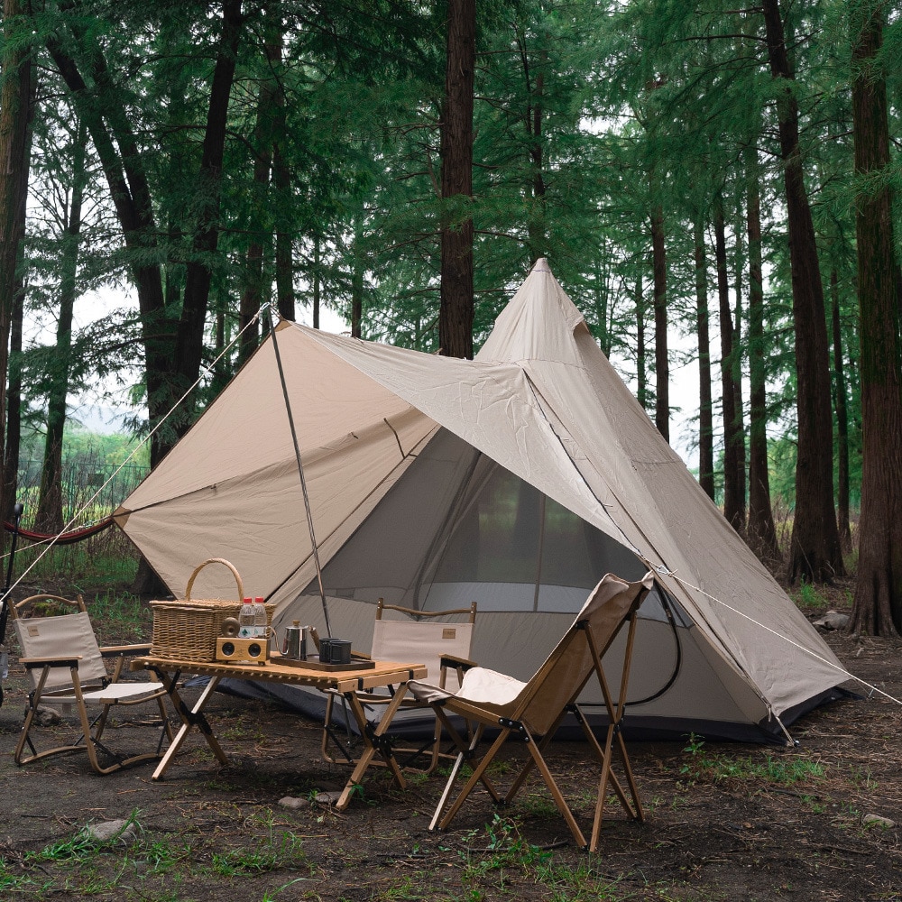 タンシャンゼ（TAN XIAN ZHE） テント マウンテンハット3 TXZ-1115 SB サンドベージュ 4～5人用 ワンポールテント 防虫 防風 防水 アウトドア キャンプ