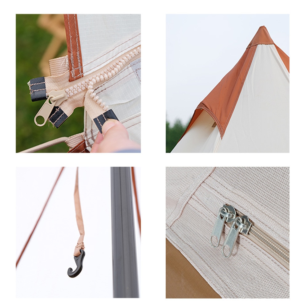 タンシャンゼ（TAN XIAN ZHE） テント マウンテンハット4 TXZ-1128 WH ホワイト 2～4人用 ワンポールテント 防虫 防風 防水 アウトドア キャンプ