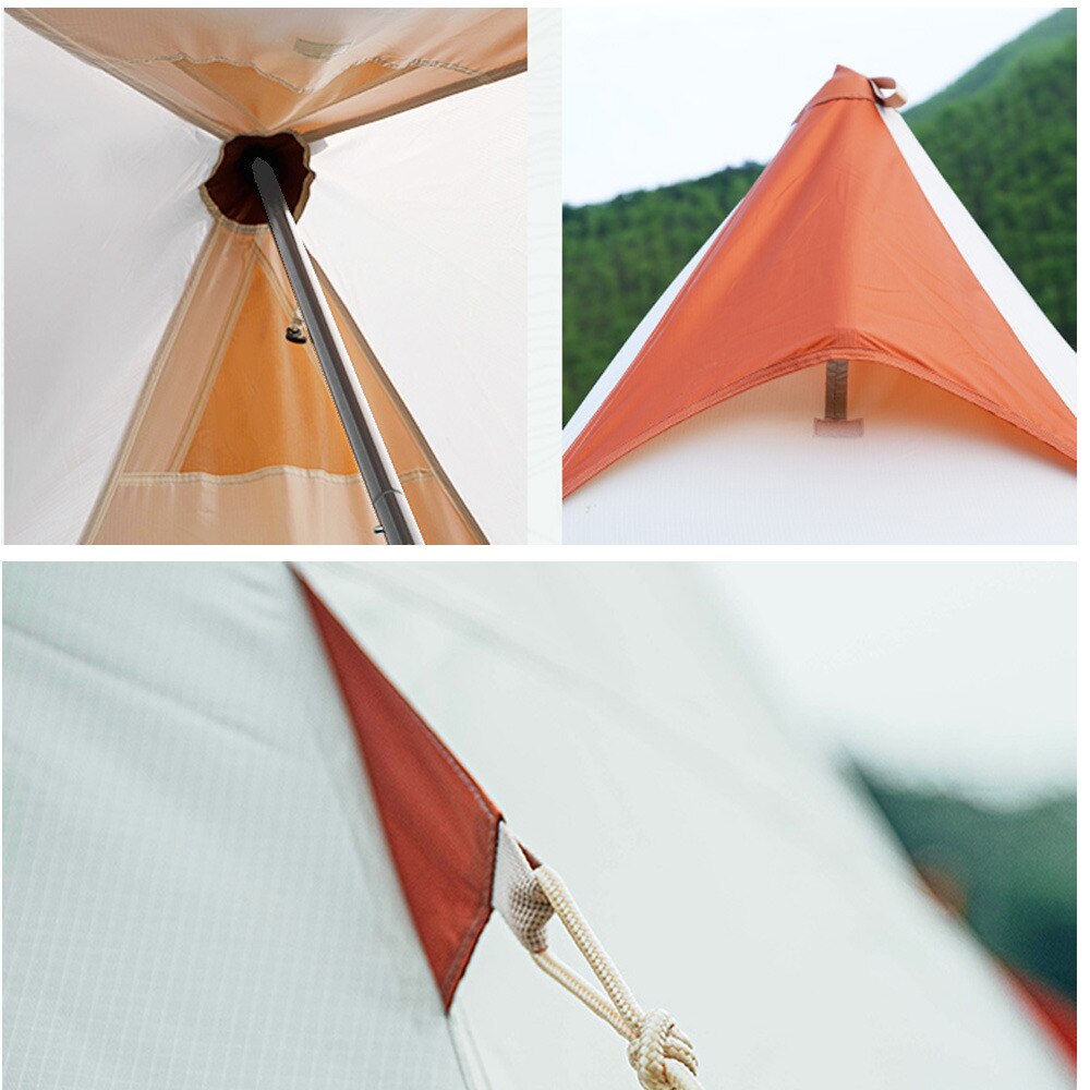 タンシャンゼ（TAN XIAN ZHE） テント マウンテンハット4 TXZ-1128 WH ホワイト 2～4人用 ワンポールテント 防虫 防風 防水 アウトドア キャンプ