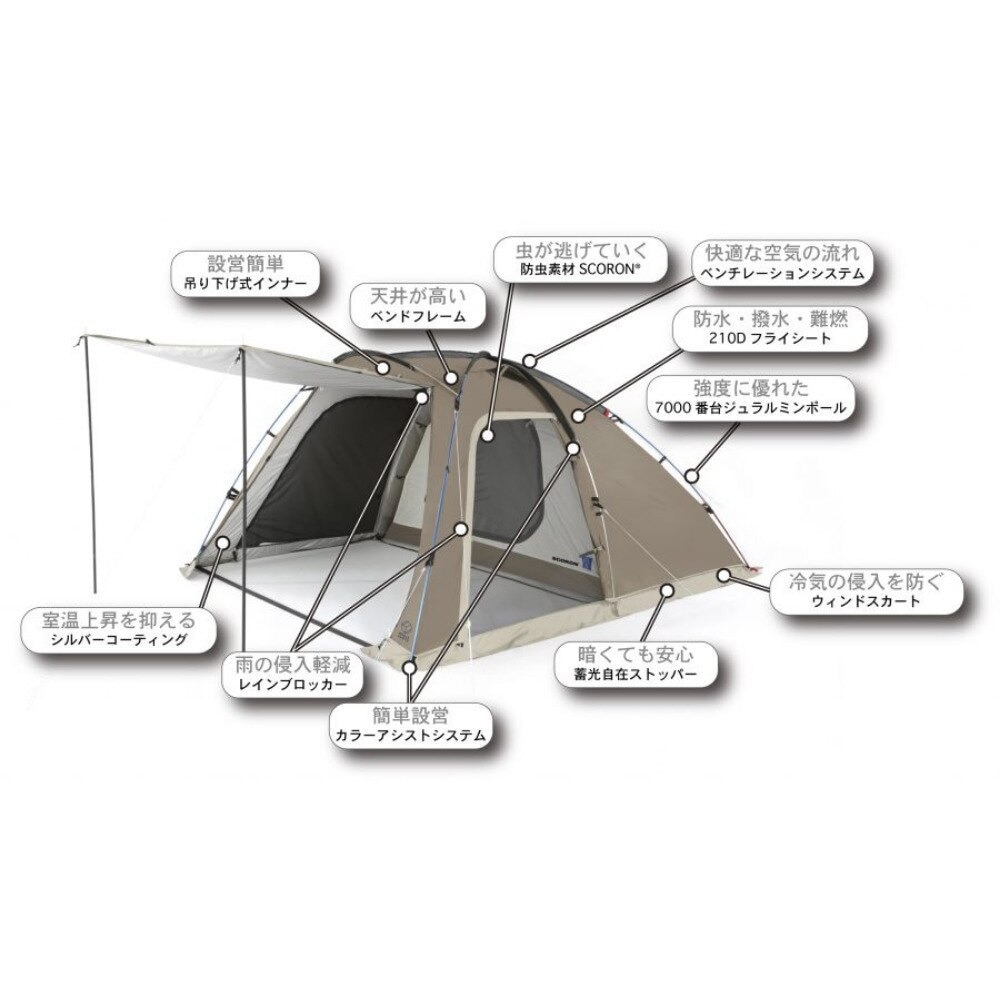 ホールアース（Whole Earth） テント キャンプ 1～2人用 EARTH TRIPPER SC アーストリッパー SC WE2KDA04 DGRY 防虫 スコーロン 