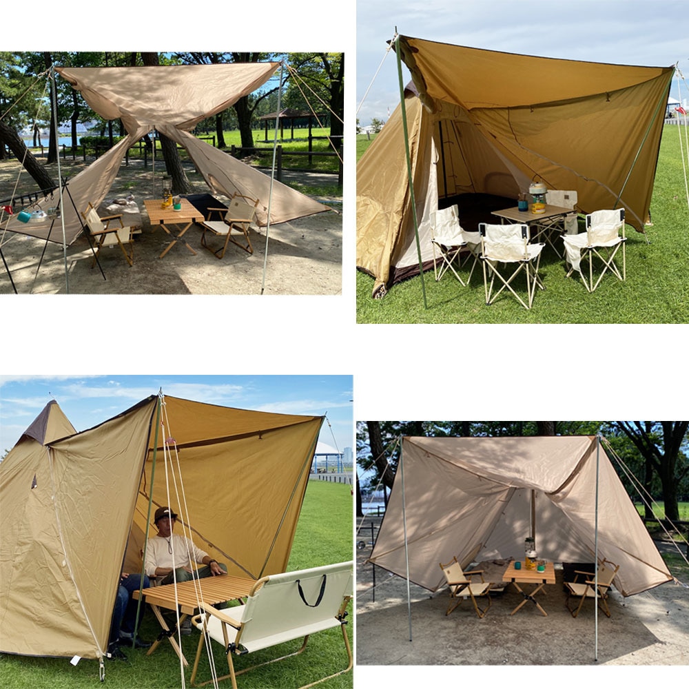 タンシャンゼ（TAN XIAN ZHE） テント マウンテンハット4 TXZ-1128 MO モカ 2～4人用 ワンポールテント 防虫 防風 防水 アウトドア キャンプ
