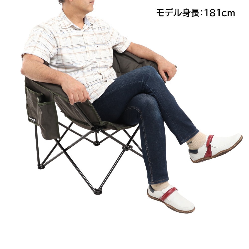 ホールアース（Whole Earth） アウトドアチェア 椅子 ひじ掛け付き ラウンド型 ホールアース×ワイルドシングス クラムチェア WE2KDC14 OLV