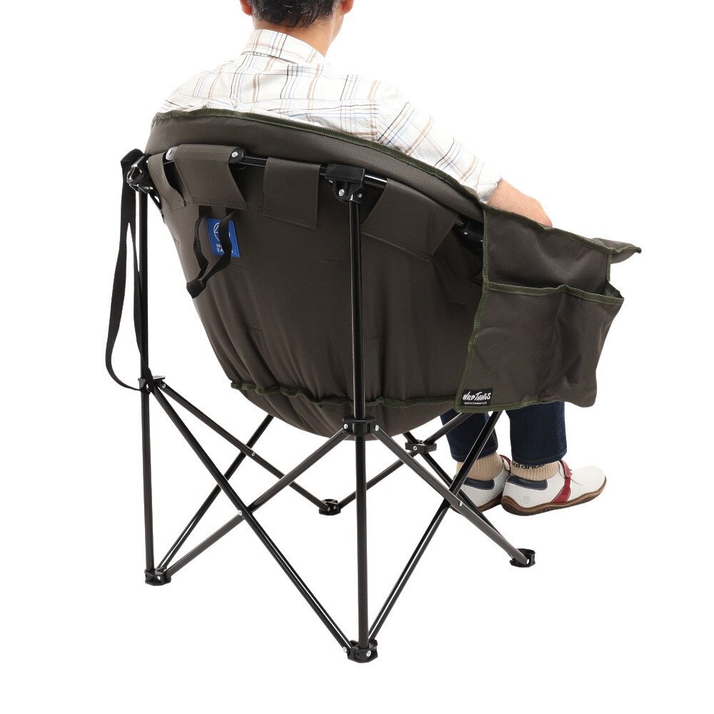 ホールアース（Whole Earth） アウトドアチェア キャンプ 椅子 ひじ掛け付き ラウンド型 ホールアース×ワイルドシングス クラムチェア WE2KDC14 OLV