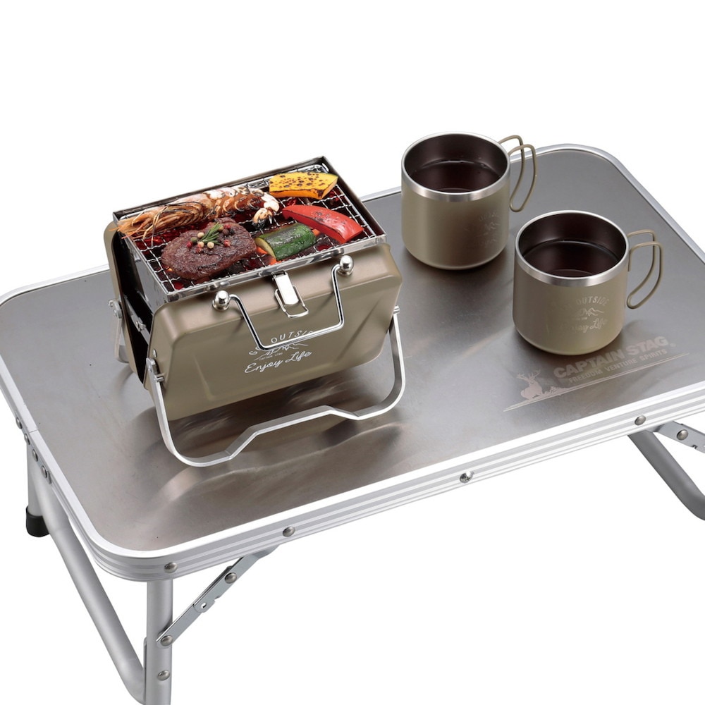 キャプテンスタッグ（CAPTAIN STAG） バーベキューグリル BBQ モンテ V型卓上グリル B6型 UG79 KHK