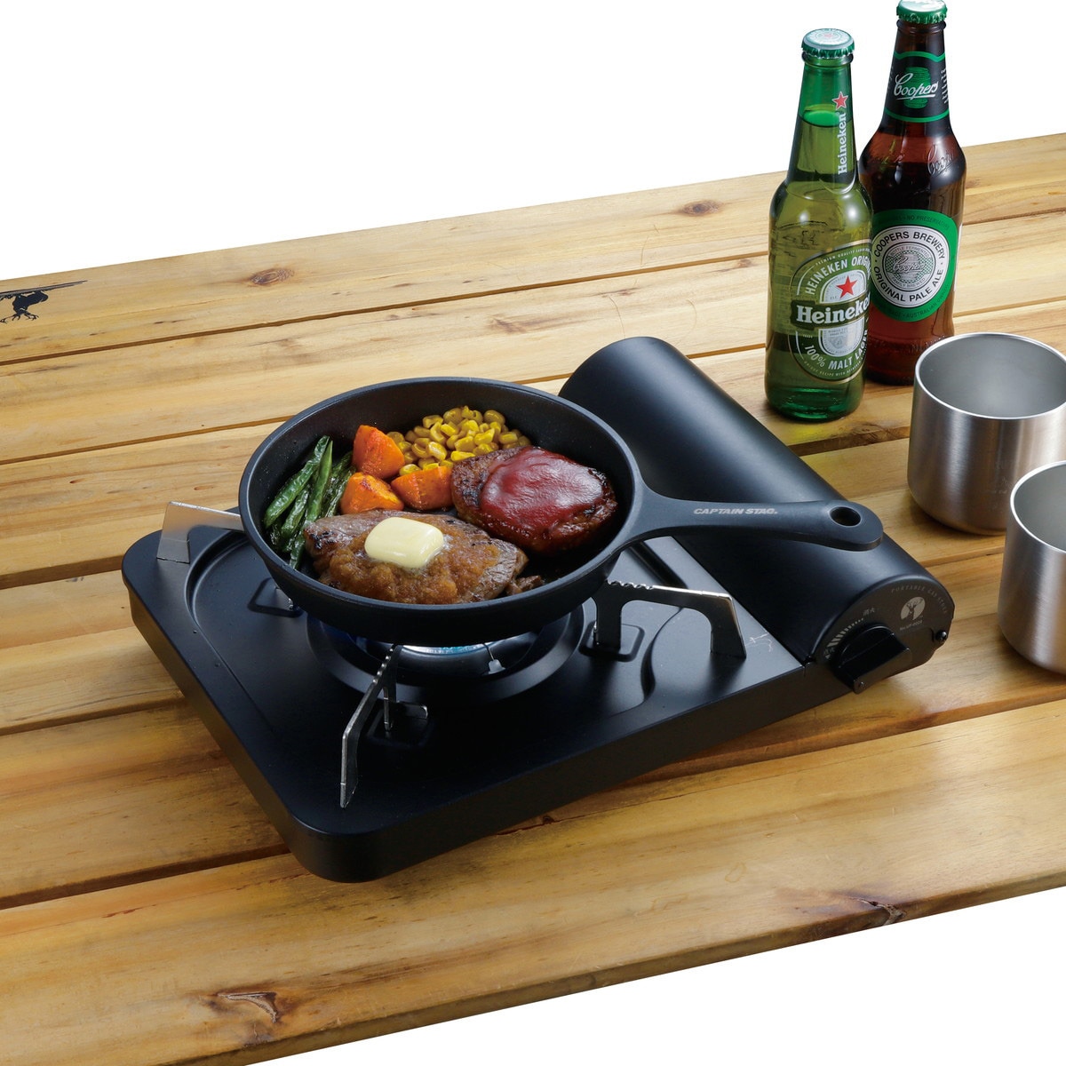 キャプテンスタッグ（CAPTAIN STAG） オーブン バーベキュー BBQ キャンプ アルミ スキレット18cm IH対応 UG-3096