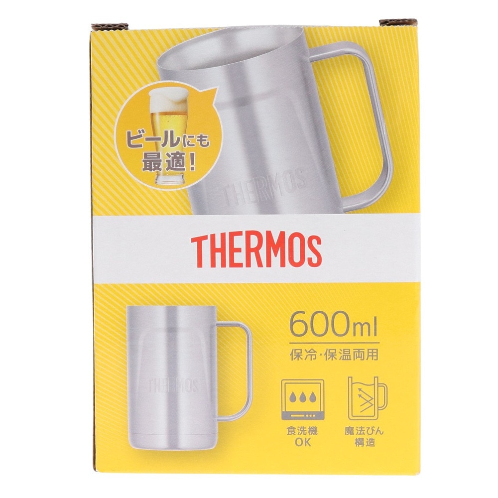 サーモス（THERMOS）（メンズ、レディース）ジョッキ ビール 保冷 保温 600ml 真空断熱ジョッキ JDK-600 S2 シルバー アウトドア キャンプ