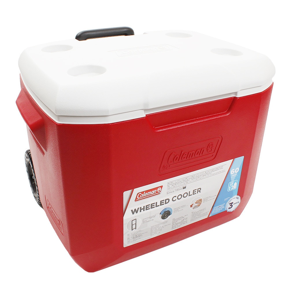 コールマン（Coleman） ホイールクーラー60QT レッドホワイト 56L 2000027864 クーラーボックス キャンプ BBQ バーベキュー アウトドア