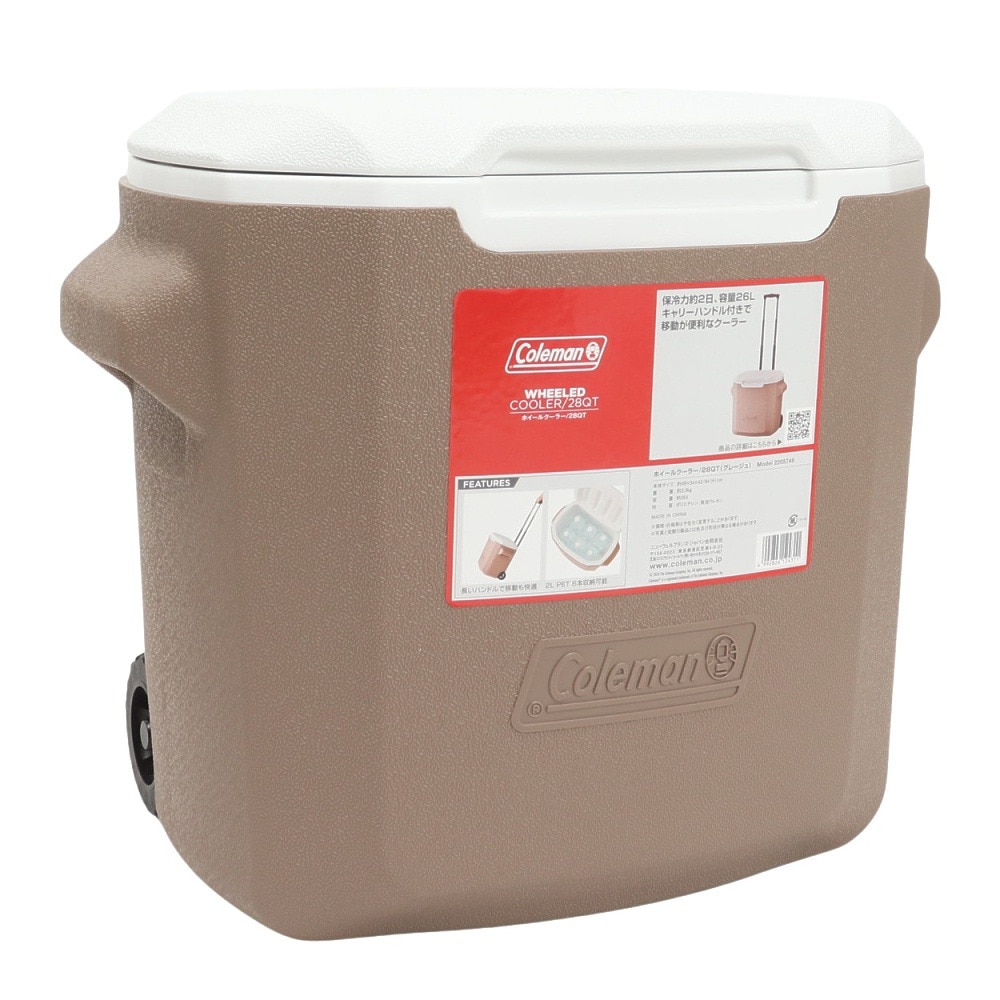 コールマン（Coleman） クーラーボックス 26L ホイール ホイールクーラー 28QT グレージュ キャスター付き 2205749