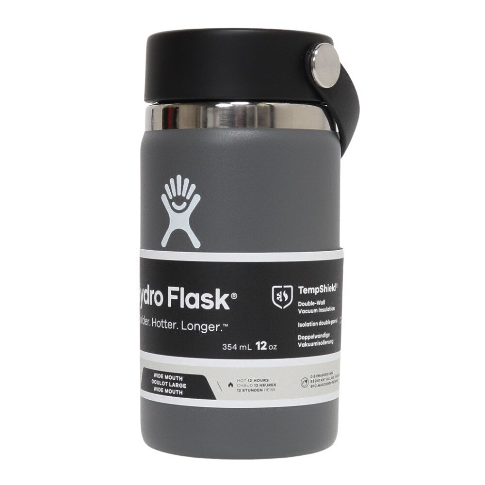 ハイドロフラスク（HydroFlask） 水筒 ボトル ステンレスボトル 保冷 保温 12 oz Wide Mouth 8900140050201 Stone