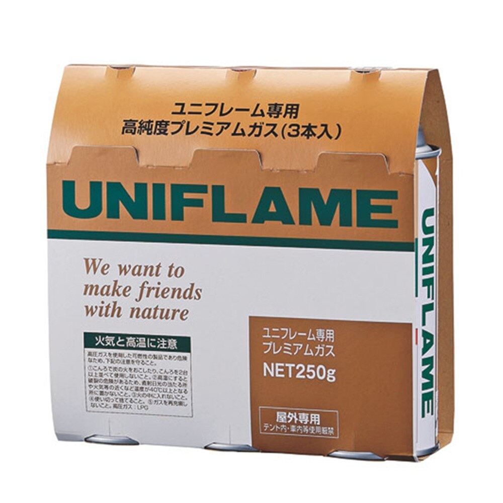 ユニフレーム（UNIFLAME） プレミアムガス(3本) カセットボンベ バーナー 650042 ユニフレーム専用 ガス 燃料 セット 沸点-11℃
