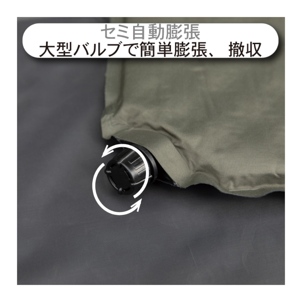 ホールアース（Whole Earth）（メンズ、レディース）MINIMALIST INFLATABLE MAT 3 ミニマリスト インフレ―ト マット 3 WE2KDG02 OLV セミ自動膨張 ソロ用 キャンプ ツーリング