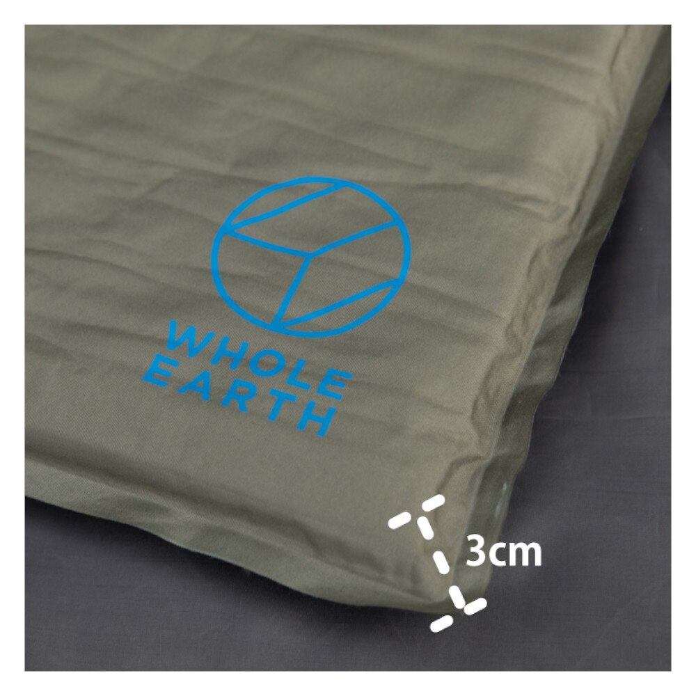 ホールアース（Whole Earth）（メンズ、レディース）MINIMALIST INFLATABLE MAT 3 ミニマリスト インフレ―ト マット 3 WE2KDG02 OLV セミ自動膨張 ソロ用 キャンプ ツーリング