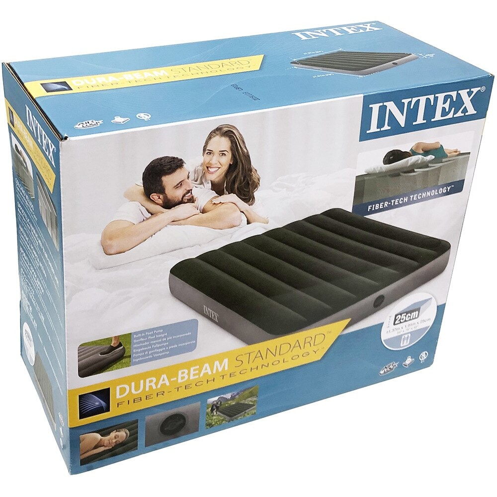 インテックス（INTEX） ダウニー エアベッド ダブルサイズ 64762 ブラック ポンプ付き 寝具 キャンプ マット 簡易ベッド 