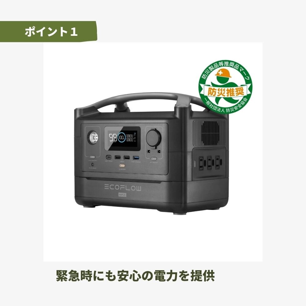 EcoFlow（EcoFlow） ポータブル電源 600W EFRIVER600MAX-JP 非常用 停電 防災 ソーラーパネル充電 バッテリー 大容量