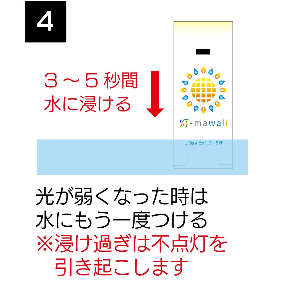 ヒマワリ（灯-mawali）（メンズ、レディース、キッズ）乾電池不要! 水で光る防災ライト! 防災 LED 非常用 防災グッズ 防災用品 地震 停電対策 4573138540022