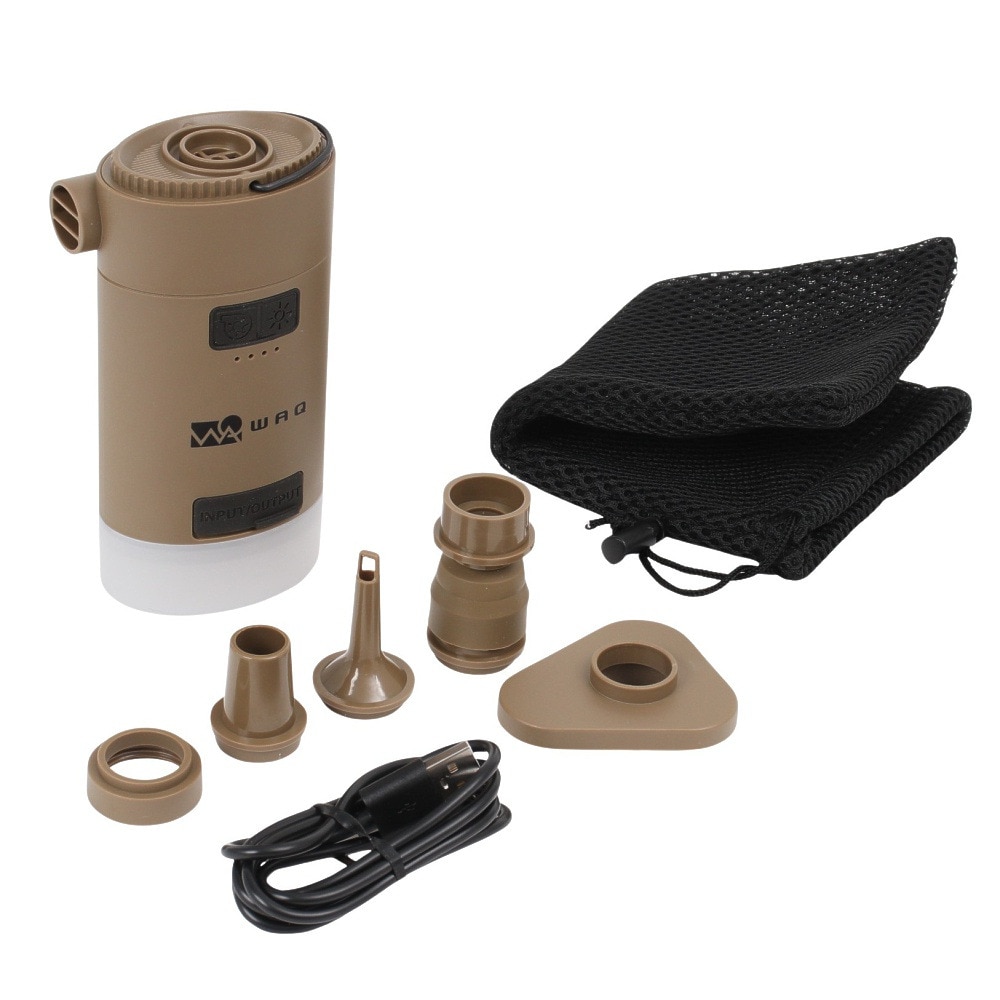 WAQ（WAQ） エアポンプ ランタン機能付き空気入れ 6種類のアタッチメント High power AirPump TAN