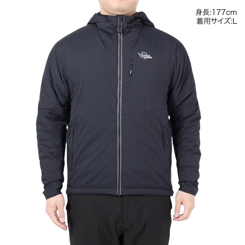 POLEWARDS（メンズ）アウター 中綿 ジャケット エクスコアレッドポイントV2フーディー PW2QJN09 BLK ブラック 収納袋付