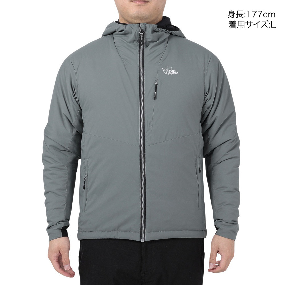 POLEWARDS（メンズ）アウター 中綿 ジャケット エクスコアレッドポイントV2フーディー PW2QJN09 GRY グレー 収納袋付