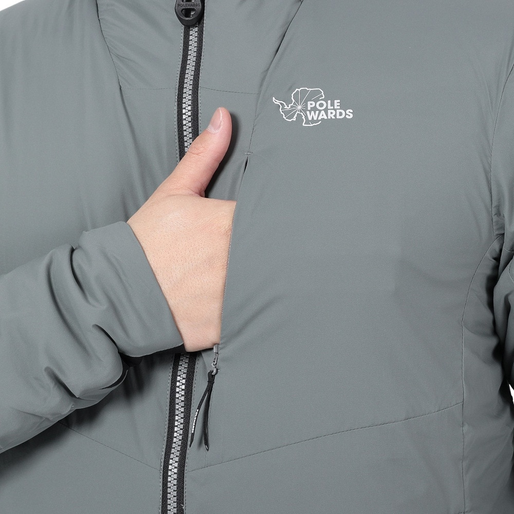 POLEWARDS（メンズ）アウター 中綿 ジャケット エクスコアレッドポイントV2フーディー PW2QJN09 GRY グレー 収納袋付