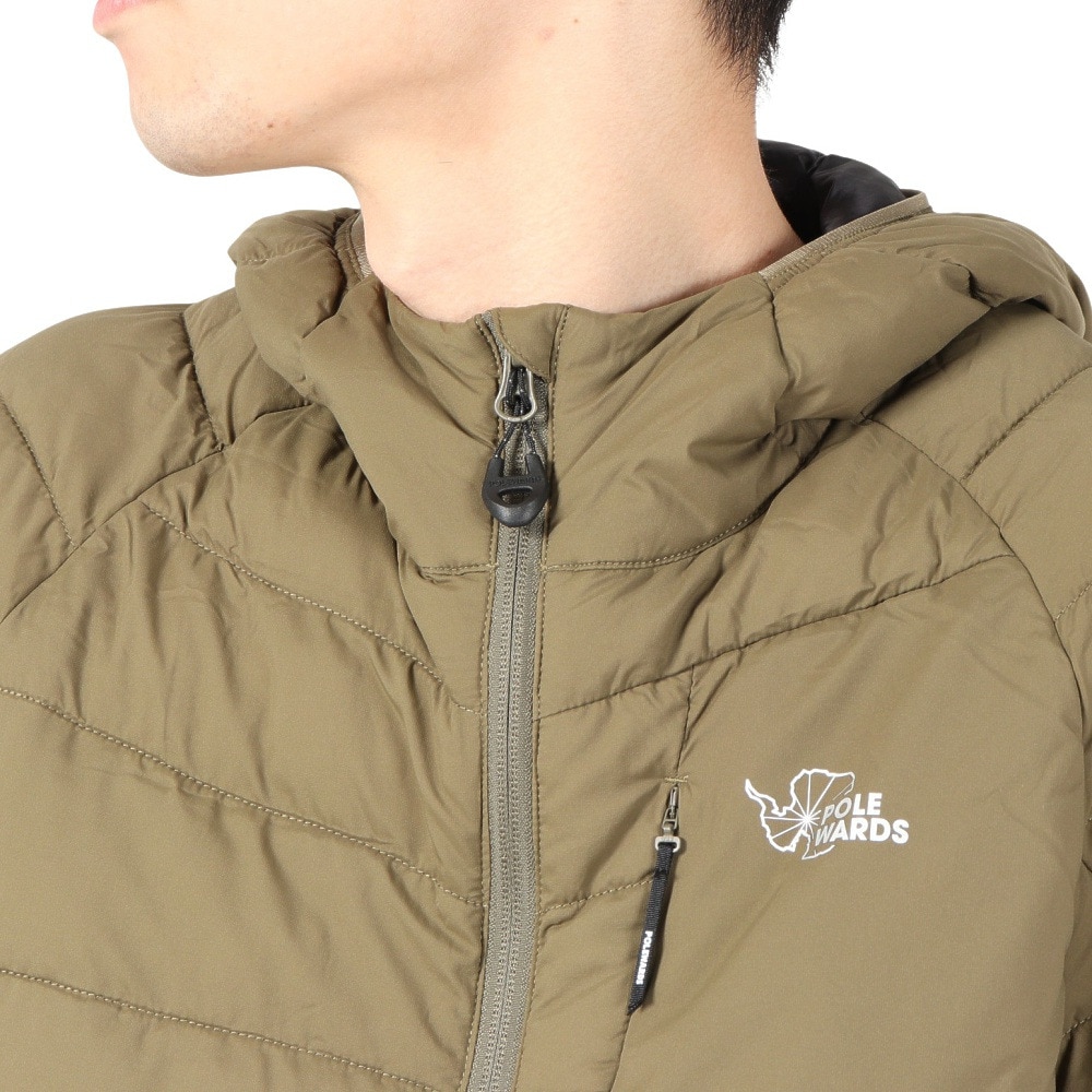 POLEWARDS（メンズ）アウター 中綿 ジャケット エクスコア サーマフラッシュV3 フーディー PW2QJN10 KAK カーキ 収納袋付