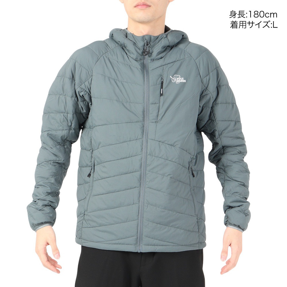 POLEWARDS（メンズ）アウター 中綿 ジャケット エクスコア サーマフラッシュV3 フーディー PW2QJN10 ブルーグレー 収納袋付