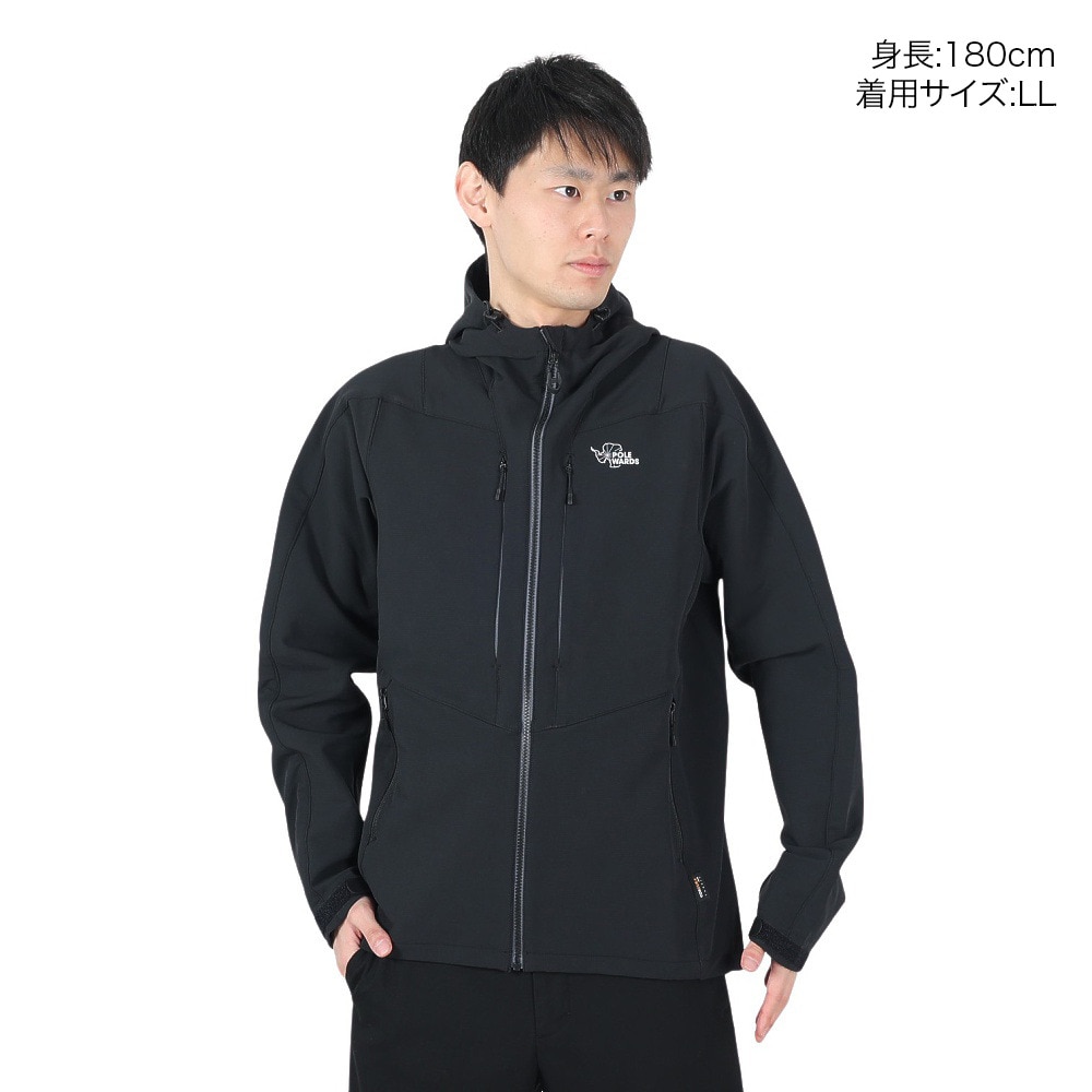 POLEWARDS（メンズ）ジャケット アウター CORDURA ソフトシェル フーディ PW2MJN01 BLK ブラック スタイルアップ 軽量