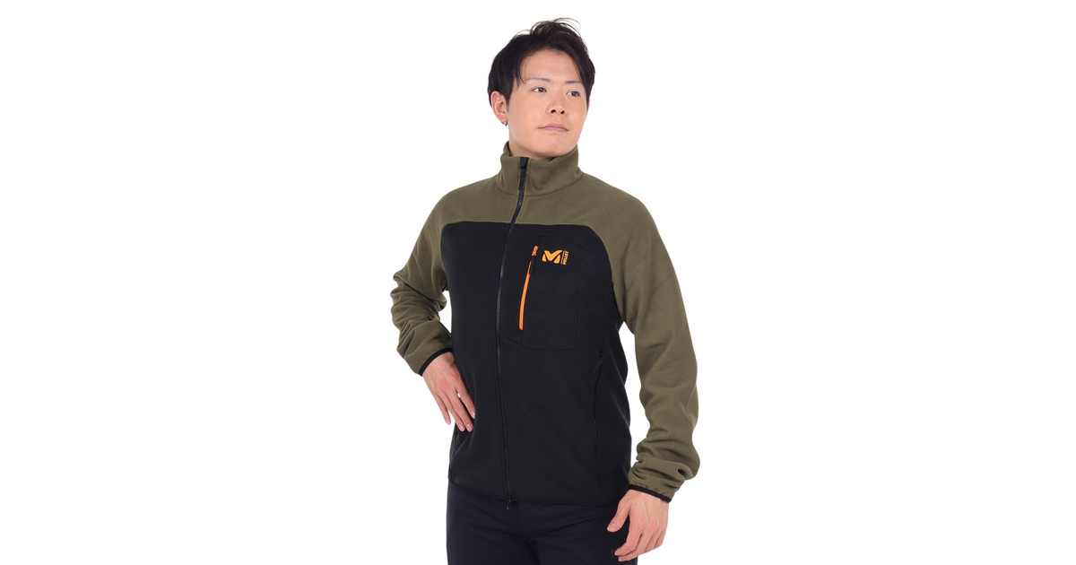 ミレー（Millet）（メンズ）ジャケット アウター アブレージョン フリース ジャケット MIV94779893 ブラック×グリーン