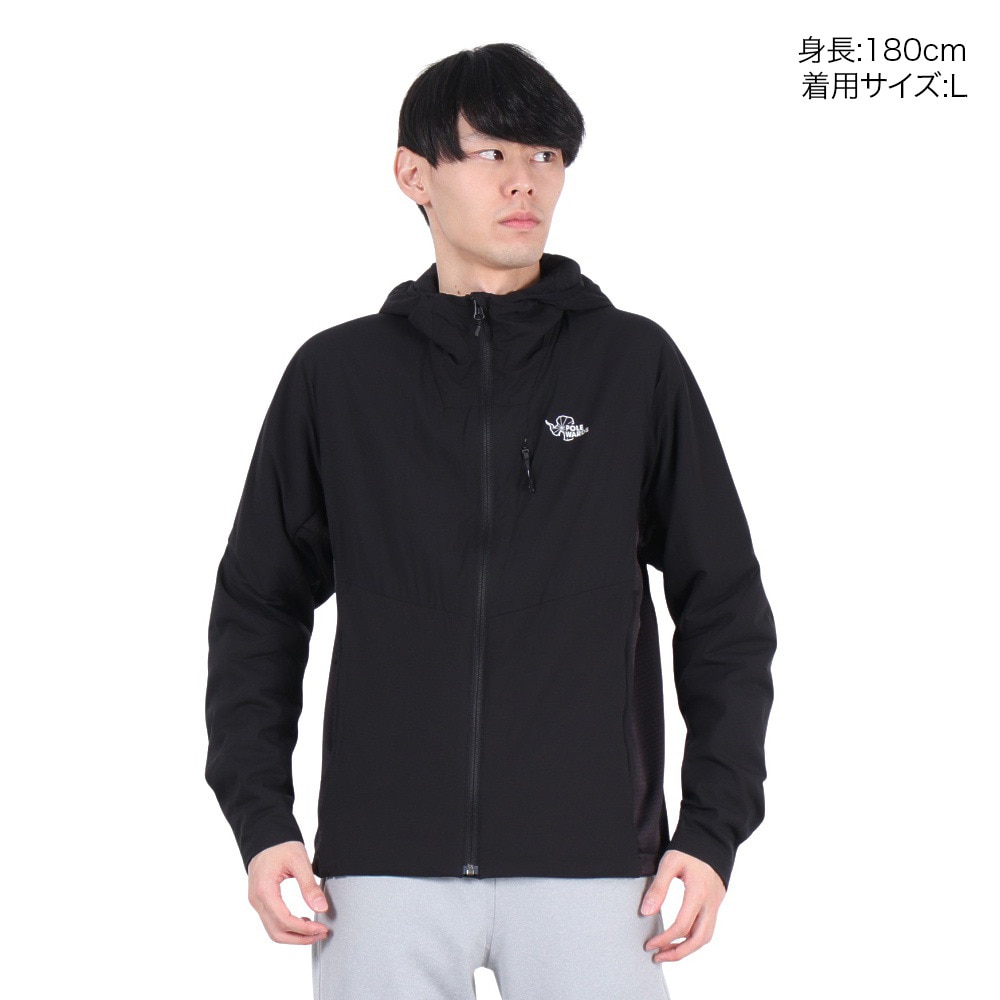 POLEWARDS（メンズ）アウター 中綿 ジャケット エクスコア レッドポイントV3 フーディ PW2SJN04 BLK ブラック 収納袋付