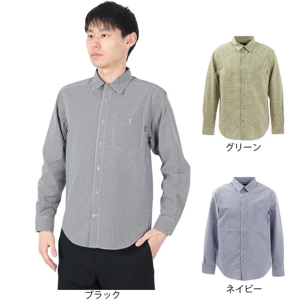 マーモット（Marmot）（メンズ）長袖シャツ ギンガムチェックシャツ TOMRJB76XB NV ネイビー カジュアルシャツ UVカット