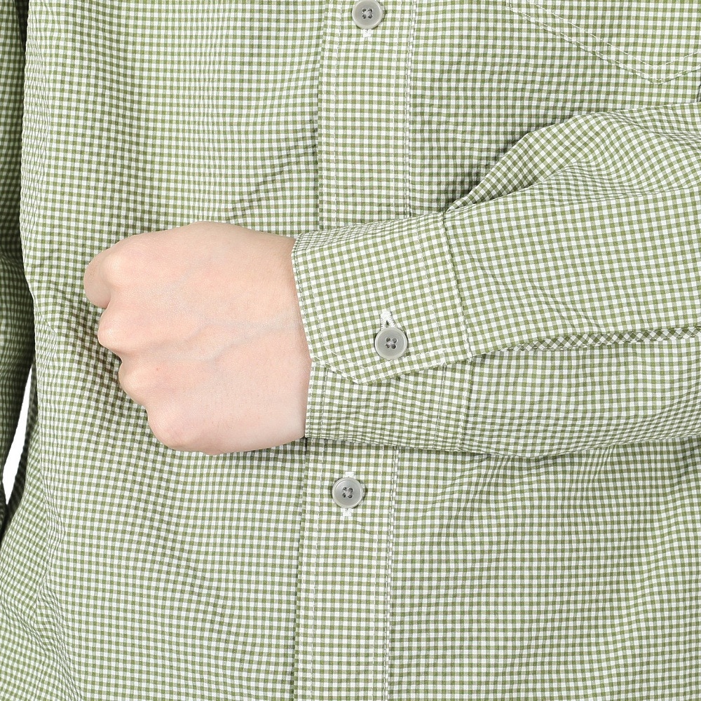 マーモット（Marmot）（メンズ）長袖シャツ ギンガムチェックシャツ TOMRJB76XB OLV オリーブ カジュアルシャツ UVカット