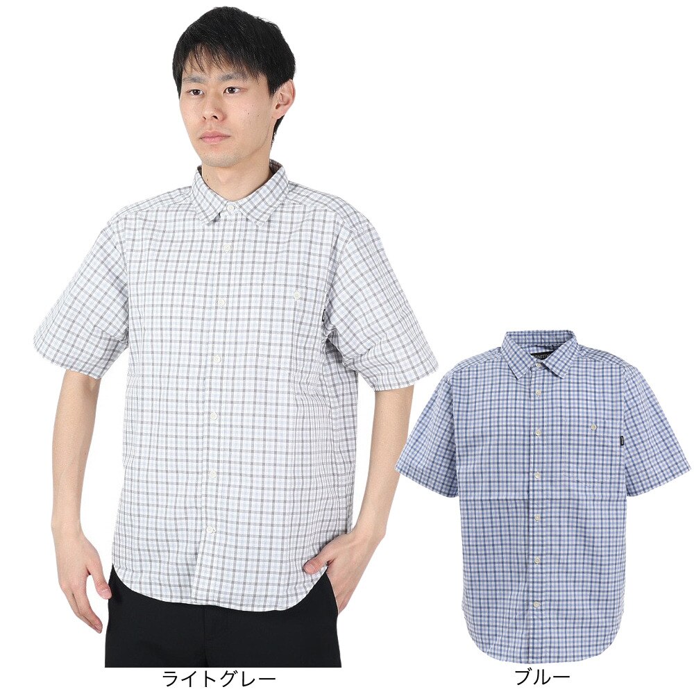 マーモット（Marmot）（メンズ）半袖シャツ ギンガムチェック TOMTJA84XB BL ブルー