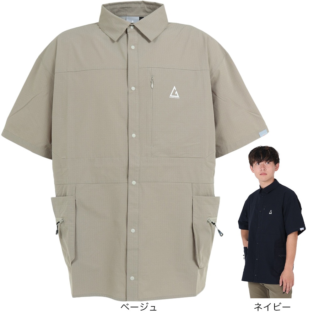 ロジャーエーガー（ROGEREGGER）（メンズ）軽量 撥水 4Way ストレッチ 半袖シャツ ヤマシャツ デュアル RE23SVT5610020NVY ネイビー