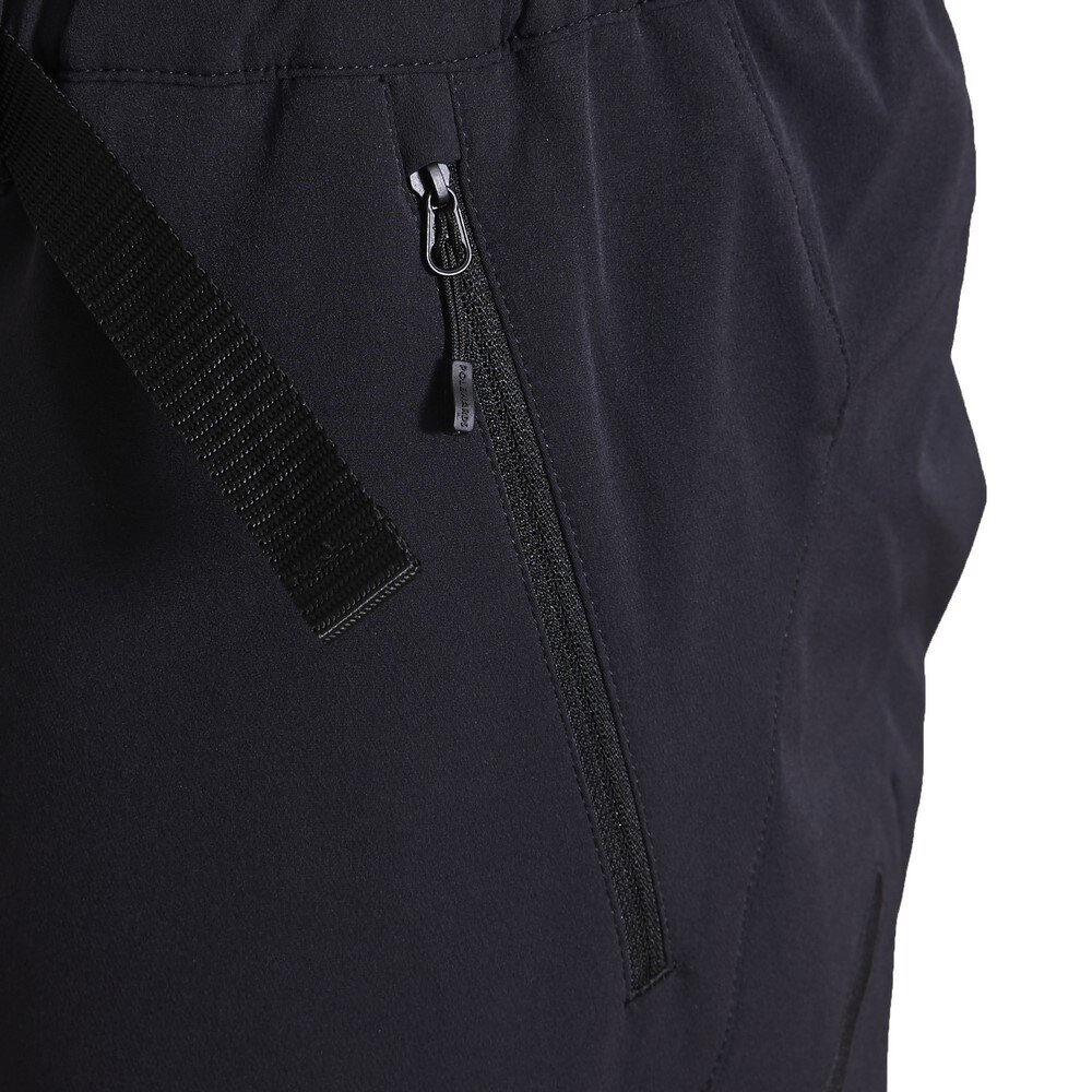 POLEWARDS（メンズ）ストレッチ ファスナー付き マルチポケット トレックサーモリニングパンツ PW2JJD07 BLK★★★