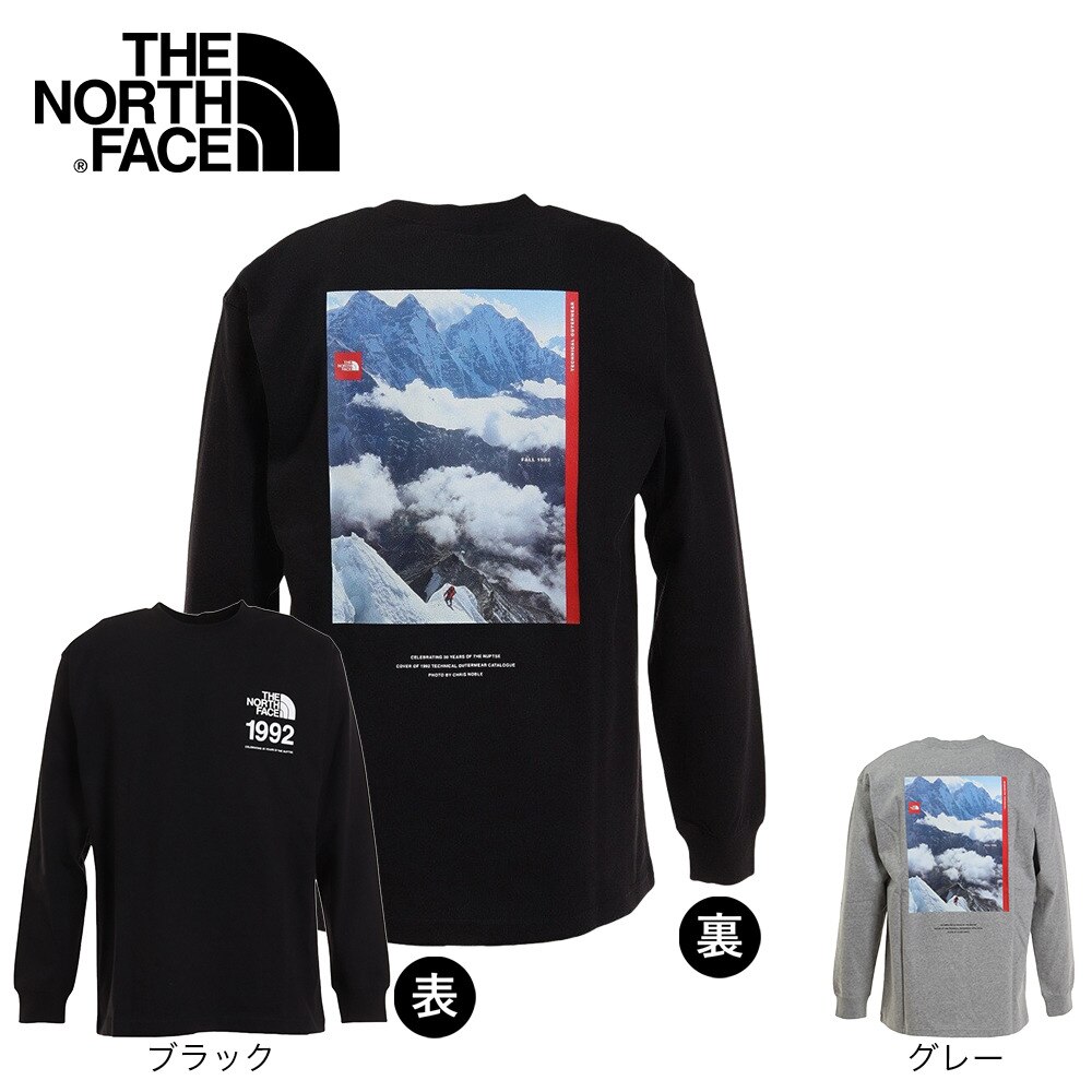 ノースフェイス（THE NORTH FACE）（メンズ）長袖Tシャツ ロンT ロングスリーブ 30th ヌプシTシャツ NT82235 Z グレー クルーネック バックプリント