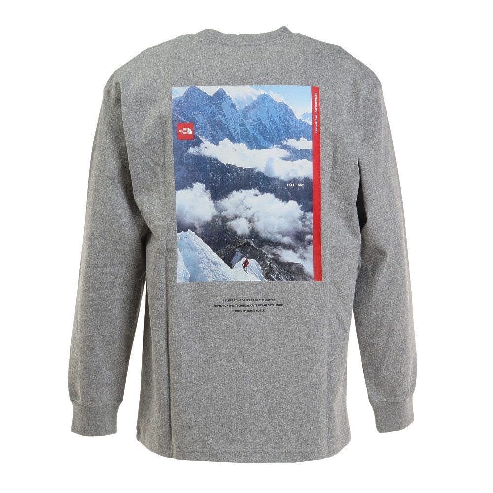 ノースフェイス（THE NORTH FACE）（メンズ）長袖Tシャツ ロンT ロングスリーブ 30th ヌプシTシャツ NT82235 Z グレー クルーネック バックプリント