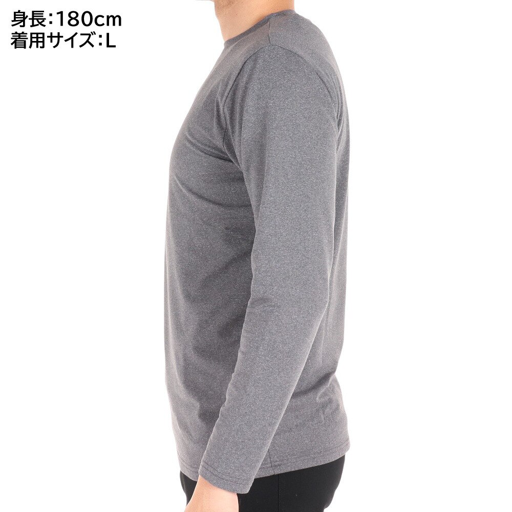 フォックスファイヤー（Foxfire）（メンズ）長袖Tシャツ ロンT TS EXストレッチ ウォームクルー 5115294-020 グレー 無地 トップス インナー 吸汗速乾