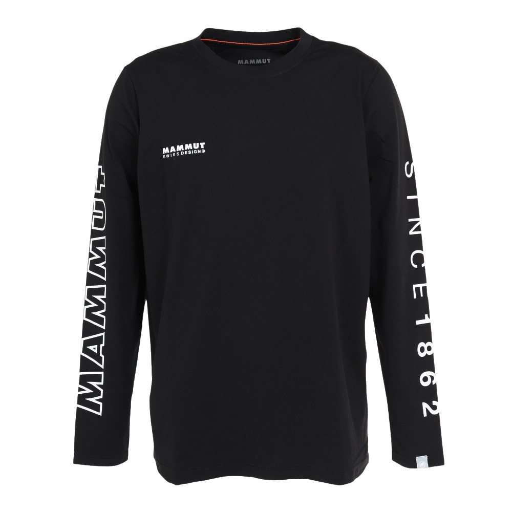 マムート（MAMMUT）（メンズ）長袖Tシャツ ロンT QD ロゴプリント 1016-01030-00255 ブラック トップス 袖ロゴ ストレッチ 軽量