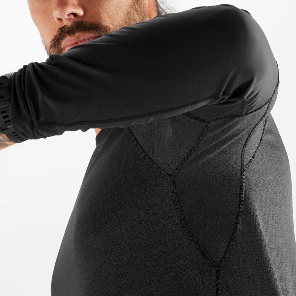 サロモン（SALOMON）（メンズ）長袖Tシャツ CROSS RUN クロスラン LC1826400 ブラック