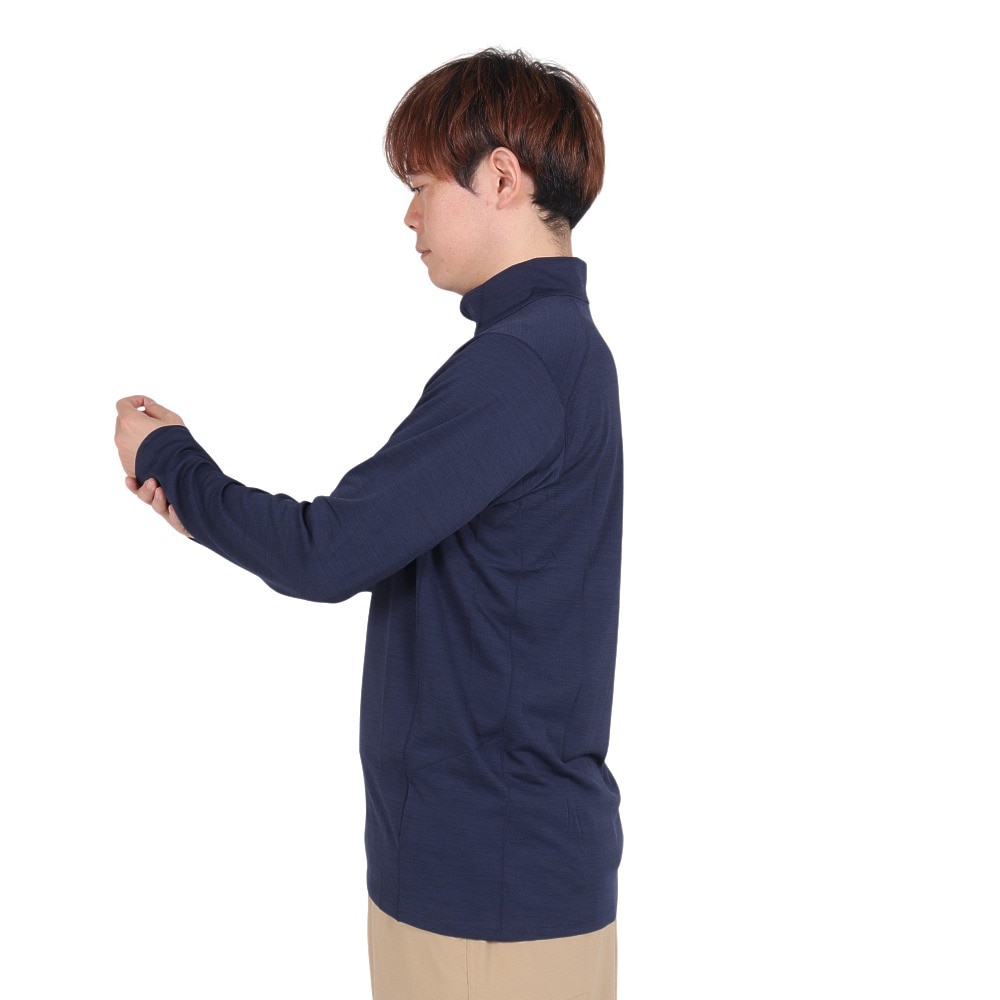 ザ・ノース・フェイス（THE NORTH FACE）（メンズ）長袖Tシャツ ロングスリーブ フラッシュドライスリーディージップアップ NT12201 UN ネイビー 速乾 UVカット