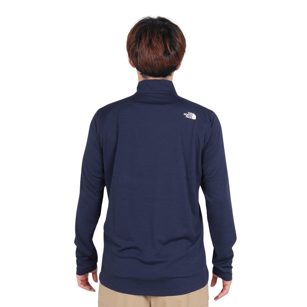 ザ・ノース・フェイス（THE NORTH FACE）（メンズ）長袖Tシャツ ロングスリーブ フラッシュドライスリーディージップアップ NT12201 UN ネイビー 速乾 UVカット